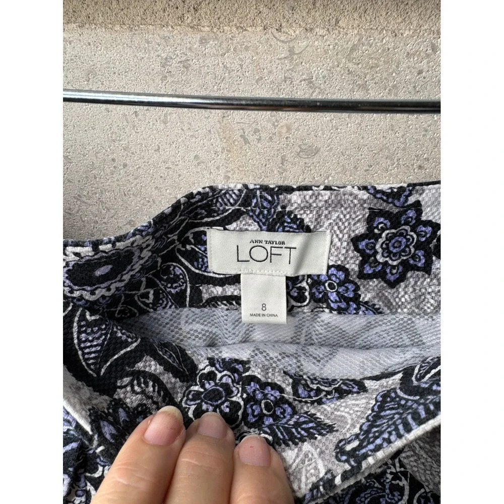 Ann Taylor Loft Womens Blue‎ Floral Paisley Mini Skirt Size 8 Cotton Blend 0650
